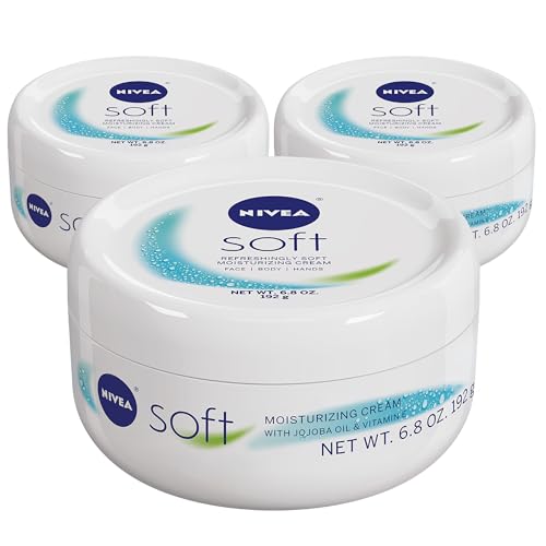 Nivea Soft Moisturizer - Hydrates Skin & Beard, Lightweight Formula - 3 Pack of 6.8 Oz Jars