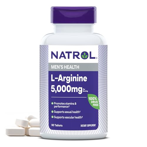 Natrol L-Arginine Dietary Supplement - Supports Men's Sexual & Vascular Health - 90 Tablets