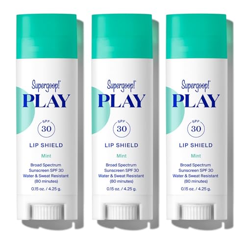 Supergoop! PLAY Lip Shield SPF 30 - Hydrating UV Protection with Coconut & Avocado - 3 Pack