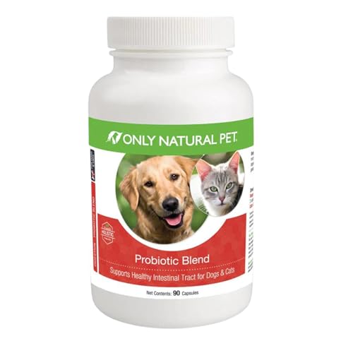 Only Natural Pet Probiotic Supplement - Digestive Health & Stomach Relief for Dogs & Cats - 90 Caps