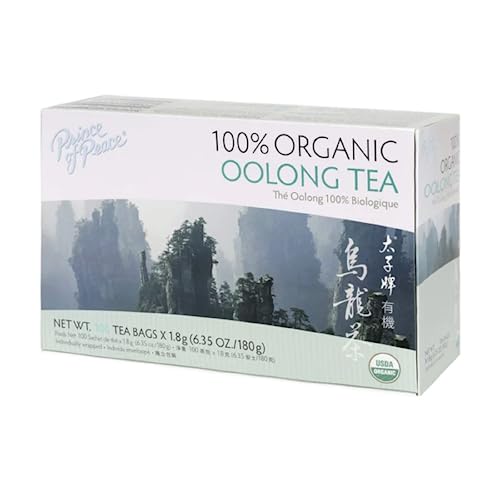 Prince of Peace Oolong Tea - 100% Organic, Lower Caffeine, Herbal Benefits - 100 Tea Bags