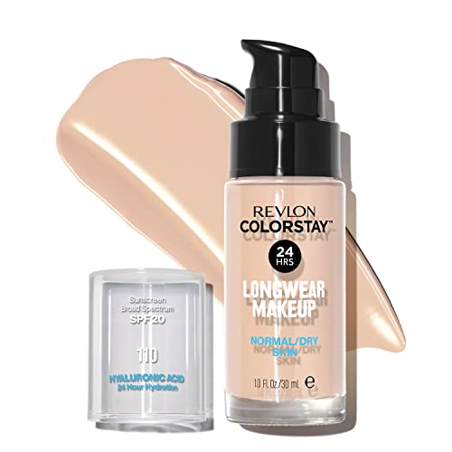 Revlon Liquid Foundation - Longwear, SPF 20, Moisturizing Hyaluronic Acid, 110 Ivory - 1 Fl Oz