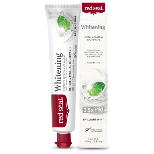 Red Seal Whitening Toothpaste - Vegan, Fluoride-Free, NATRUE Certified Natural Ingredients - 3.53 oz