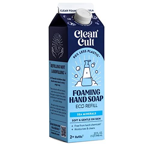 Cleancult Foaming Hand Soap - Nourishing, Natural Ingredients, 90% Less Plastic - Sea Minerals, 32oz