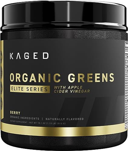 Kaged Organic Greens Elite - Boosts Vitality with 21 Organic Nutrients, Berry Flavor - 30 Servings