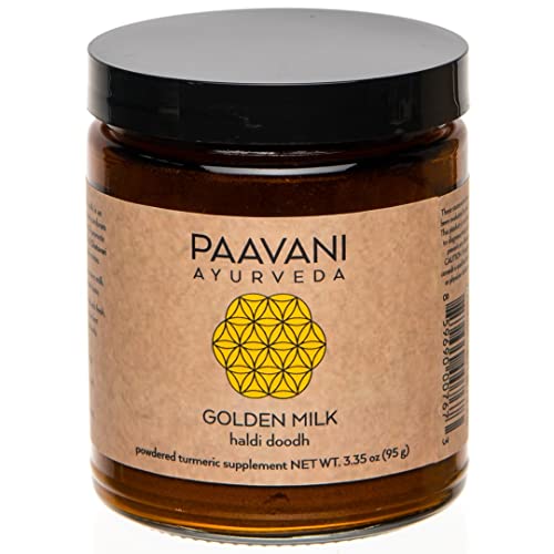 PAAVANI Ayurveda Golden Milk - Turmeric & Ashwagandha Blend, Promotes Digestion - 38 Servings