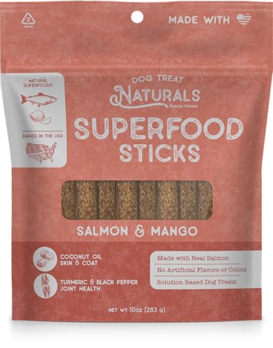 Dog Treat Naturals Salmon & Mango Sticks - Joint Support, All-Natural Ingredients - 10oz