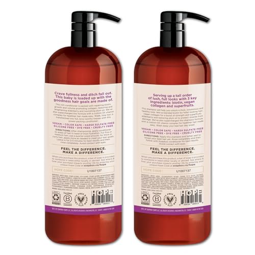 Soapbox Biotin & Superfruit Shampoo & Conditioner Set - Vegan, Sulfate & Paraben Free - 1 Liter Each