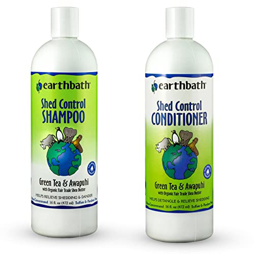 earthbath Dog Shampoo & Conditioner - Relieves Shedding & Dander, Natural Ingredients - 16 oz