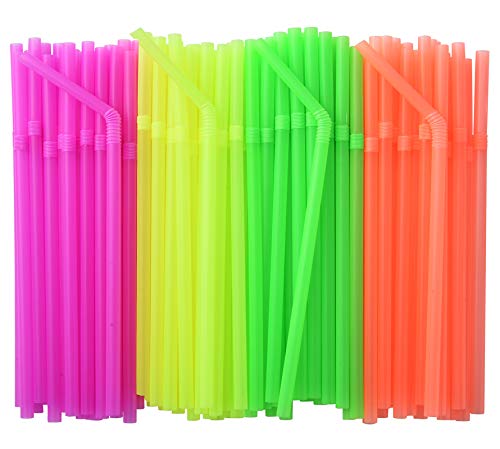 ALINK Drinking Straw & Stirrer Set - Fun Neon Colors, BPA-Free, Reusable - 500 Count, 7.75"