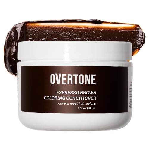 oVertone Hair Color Depositing Conditioner - Nourishing Color & Shine, Vegan - Espresso Brown, 8oz