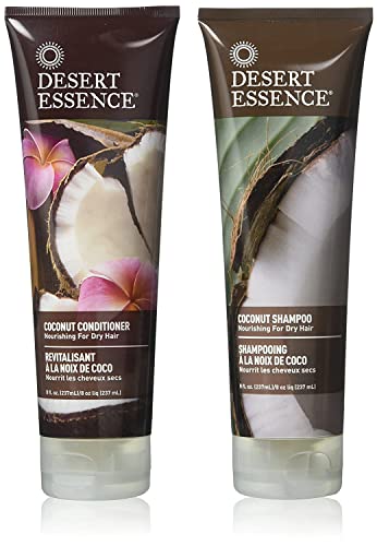 Desert Essence Coconut Shampoo & Conditioner Set - Nourishing, Frizz Control, 8 Fl Oz