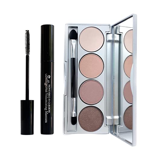 Honeybee Gardens Makeup Palette & Bellissima Mascara - Vegan, Gluten-Free, Refillable - 4 Shades