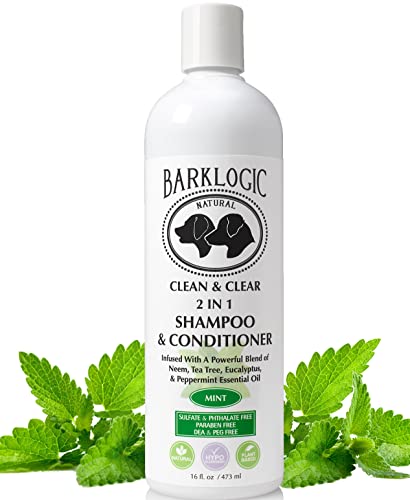 BarkLogic Dog Shampoo & Conditioner - Natural Odor Eliminator, Mint Scent, Vegan - 16 fl oz