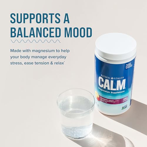 Natural Vitality Calm Magnesium Supplement - Supports Stress Relief, Raspberry Lemon Flavor - 16oz