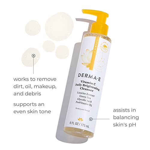 Derma E Vitamin C Cleanser - Brightening & Hydrating, Natural Ingredients - 6 fl oz