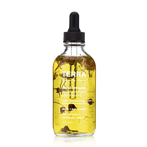 Terra Beauty Bars Body Oil - Hydrating Jojoba & Coconut, Cedarwood Scent - 4oz Glass Dropper