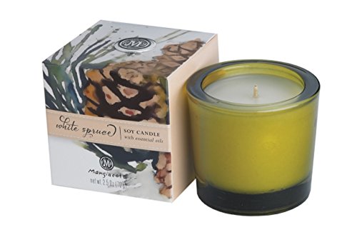 Mangiacotti Soy Candle - Herbaceous Pine & Spruce Aroma, Reusable Glass Holder - 2.5oz