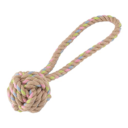 Beco Dog Toy - Durable Hemp Rope Ball for Tug & Chew, Cleans Teeth - Medium with Loop Handle