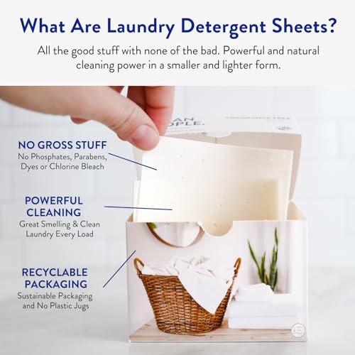 The Clean People Laundry Detergent Sheets - Hypoallergenic, Stain Fighting, 96 Loads - Fresh Scent