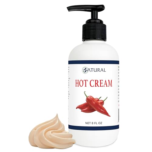 Organic Hot Cream Muscle Rub - Tightens Skin, Relaxes Muscles, 87% Organic - 8oz Pump