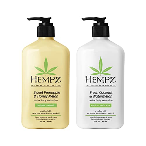 Hempz Body Lotion - Nourishing Vegan Moisturizer with Hemp Seed Oil, Shea Butter - 17 fl oz, 2-Pack