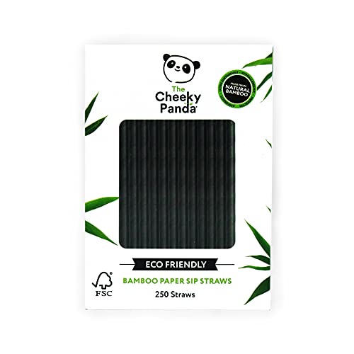 The Cheeky Panda Bamboo Paper Straws - Vegan, Biodegradable, Strong - 250 Black Straws