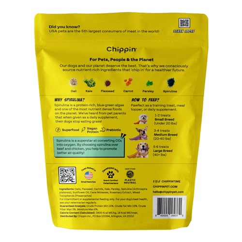 Chippin Dog Treat - Hypoallergenic Spirulina Supplement for Gut Health, 5oz, Vegan Protein