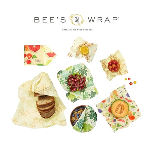 Bee's Wrap Reusable Beeswax Food Wraps - Natural Alternative to Plastic, 7 Assorted Sizes