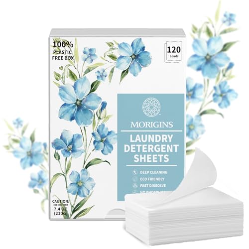 Morigins Laundry Detergent Sheets - Triple Action, Non-Toxic, Fresh Linen Scent - 30 Sheets