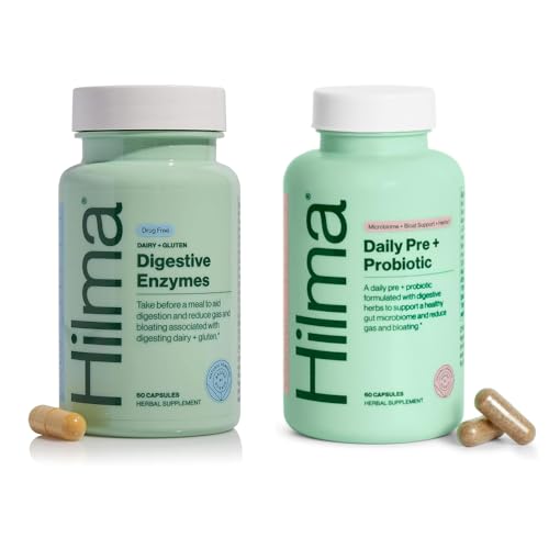 Hilma Digestive Enzymes & Probiotics - Bloating Relief, Herb-Powered Ingredients - 120 Vegan Caps