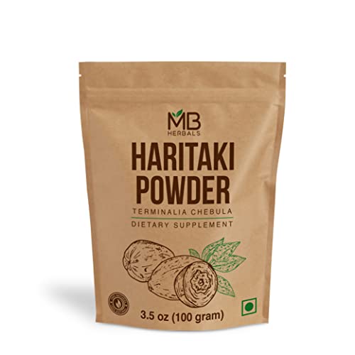 MB Herbals Haritaki Powder - Rich in Antioxidants, Gluten-Free, Non-GMO - 3.5 oz / 100g