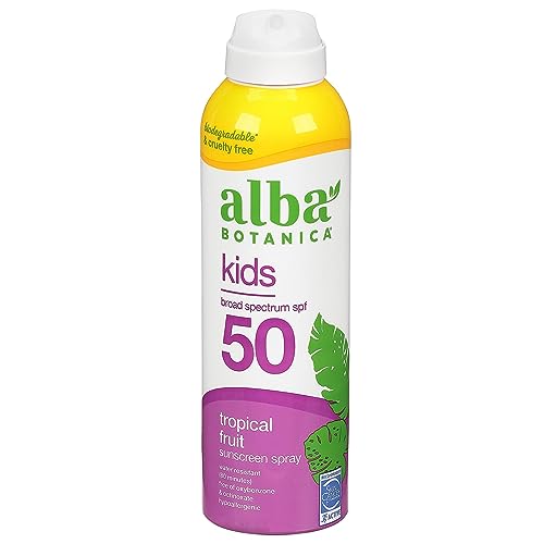 Alba Botanica Kids Sunscreen Spray - SPF 50 Protection, Water Resistant, Tropical Fruit - 5 fl. oz.