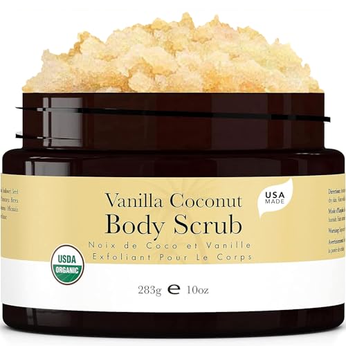 Organic Vanilla Coconut Foot Scrub - Exfoliating, Cruelty-Free, Made in USA - 12oz