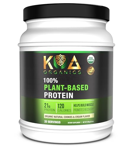 KOA Organics Vegan Protein Powder - 21g Plant-Based Protein, USDA Organic, Non-GMO - 640g