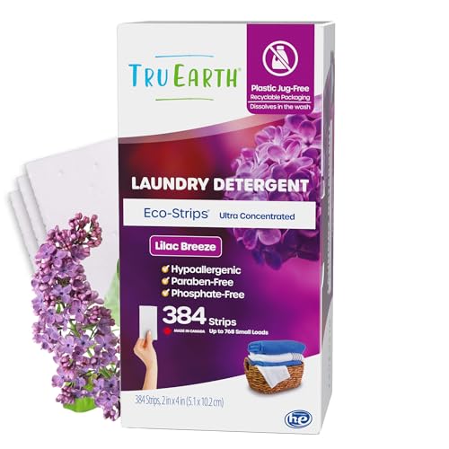 Tru Earth Laundry Detergent Sheets - Gentle on Skin, Paraben-Free, Lilac Breeze - 384 Sheets