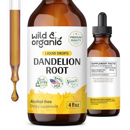 Wild & Organic Dandelion Tincture - Liver Cleanse Detox, Vegan & Non-GMO - 4 oz