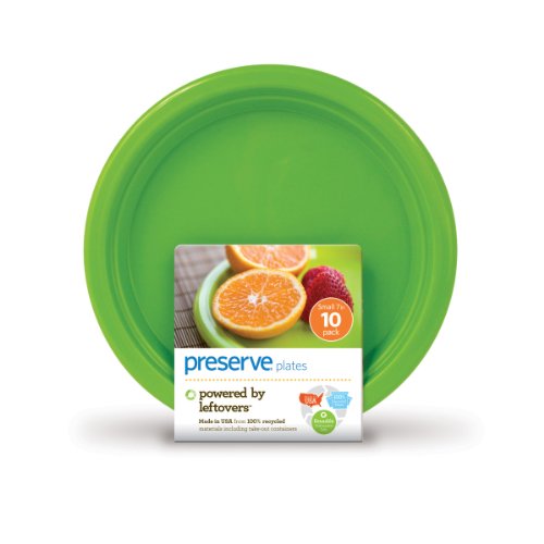 Preserve On the Go Small Plates - 100% Recycled, Dishwasher Safe, Apple Green - Set of 10