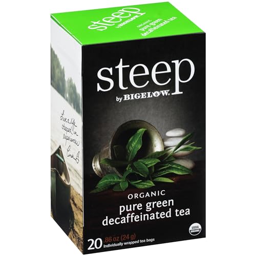 steep by Bigelow Decaffeinated Organic Green Tea - Antioxidant-Rich, Non-GMO, Kosher - 120 Bags