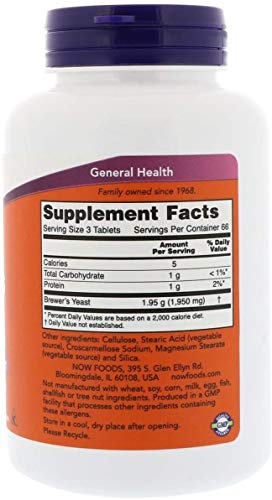 NOW Foods Brewer's Yeast Tablets - Supports Digestive Health, Rich in B Vitamins - 200 Tabs