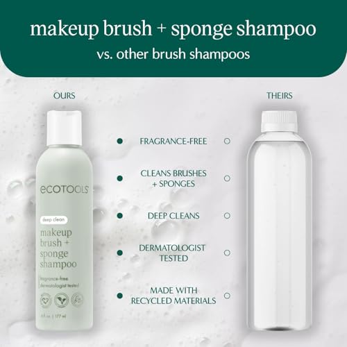 EcoTools Makeup Brush Cleaner - Removes Makeup & Impurities, Fragrance-Free - 6 fl. oz.