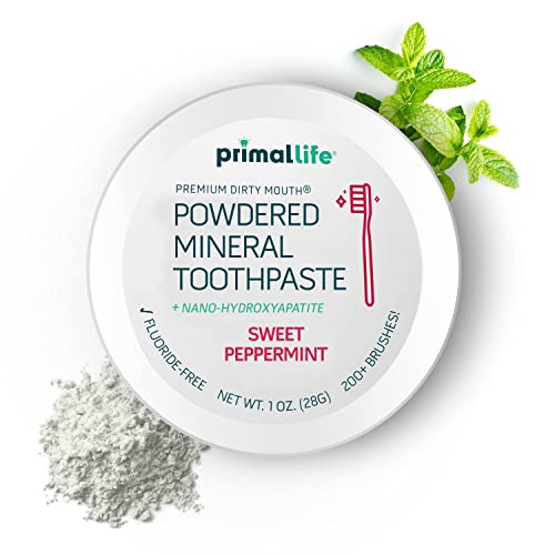 Primal Life Organics Dental Care Kit - Organic Toothpowder for Lasting Clean, Sweet Peppermint - 1oz