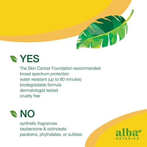 Alba Botanica Sunscreen - Broad Spectrum SPF 30, Water Resistant, Biodegradable - 3 fl oz