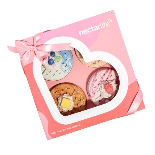 Nectar Bath Treats Waffle Bath Bomb Set - Ultra Soothing, All-Natural Ingredients - 4 x 5.5oz