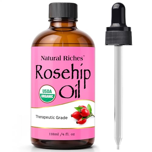 Natural Riches Organic Rosehip Seed Oil - Nourishing, Non-GMO, Vegan - 4 fl oz with Dropper