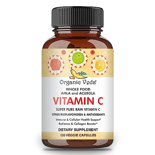 Organic Veda Vitamin C Capsules - Boost Immunity, Enhance Skin Radiance - 120 Count