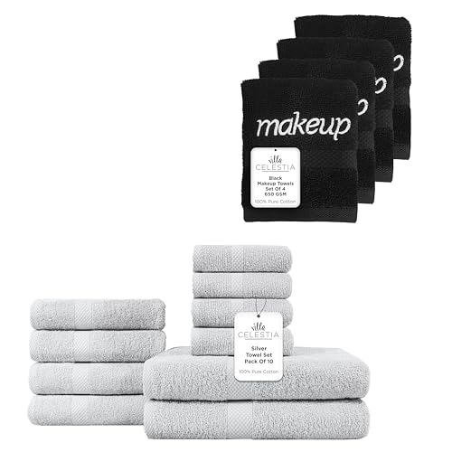 Luxury 100% Cotton Towel Set - Ultra Absorbent, Soft, Chemical-Free - Pack of 14