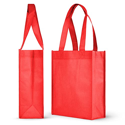 Simply Green Solutions Tote Bag - Durable Reusable Gift Bags, Customizable, Red - Pack of 25