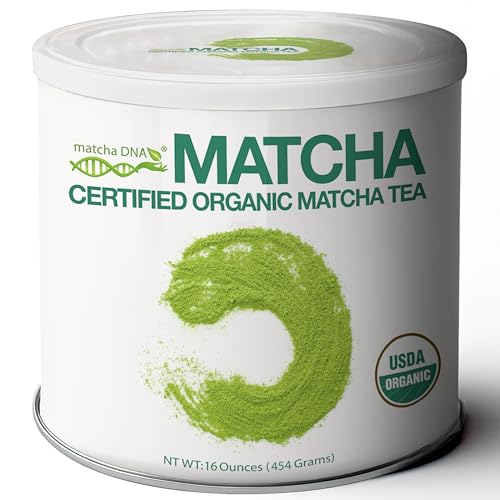 MATCHA DNA Organic Matcha Green Tea Powder - Antioxidant-Rich, BPA-Free Packaging - 16 oz