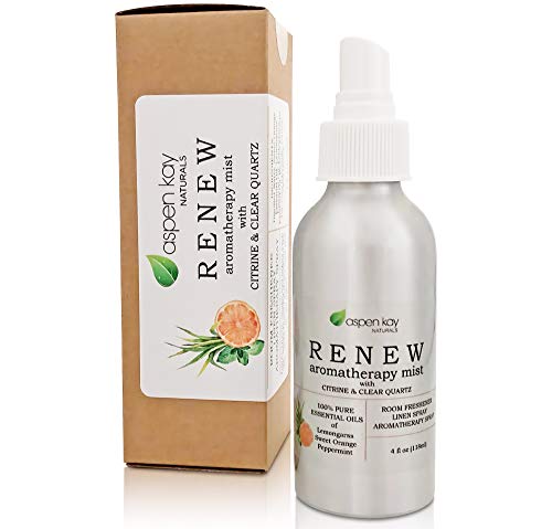 Renew Aromatherapy Linen & Room Spray - Energizing Citrus Blend with Essential Oils & Crystals - 4oz